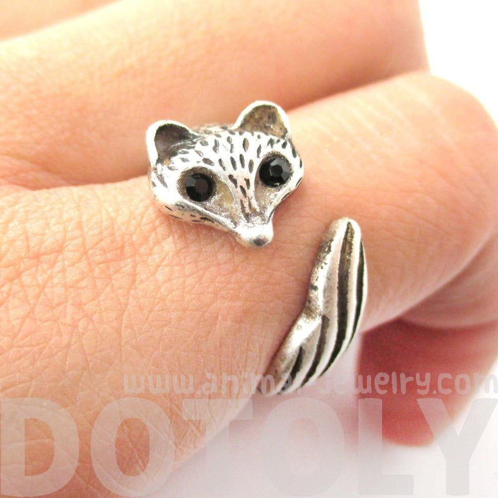 Adorable Fox Wolf Shaped Animal Wrap Around Ring in Silver | US Size 5 and 6 | DOTOLY