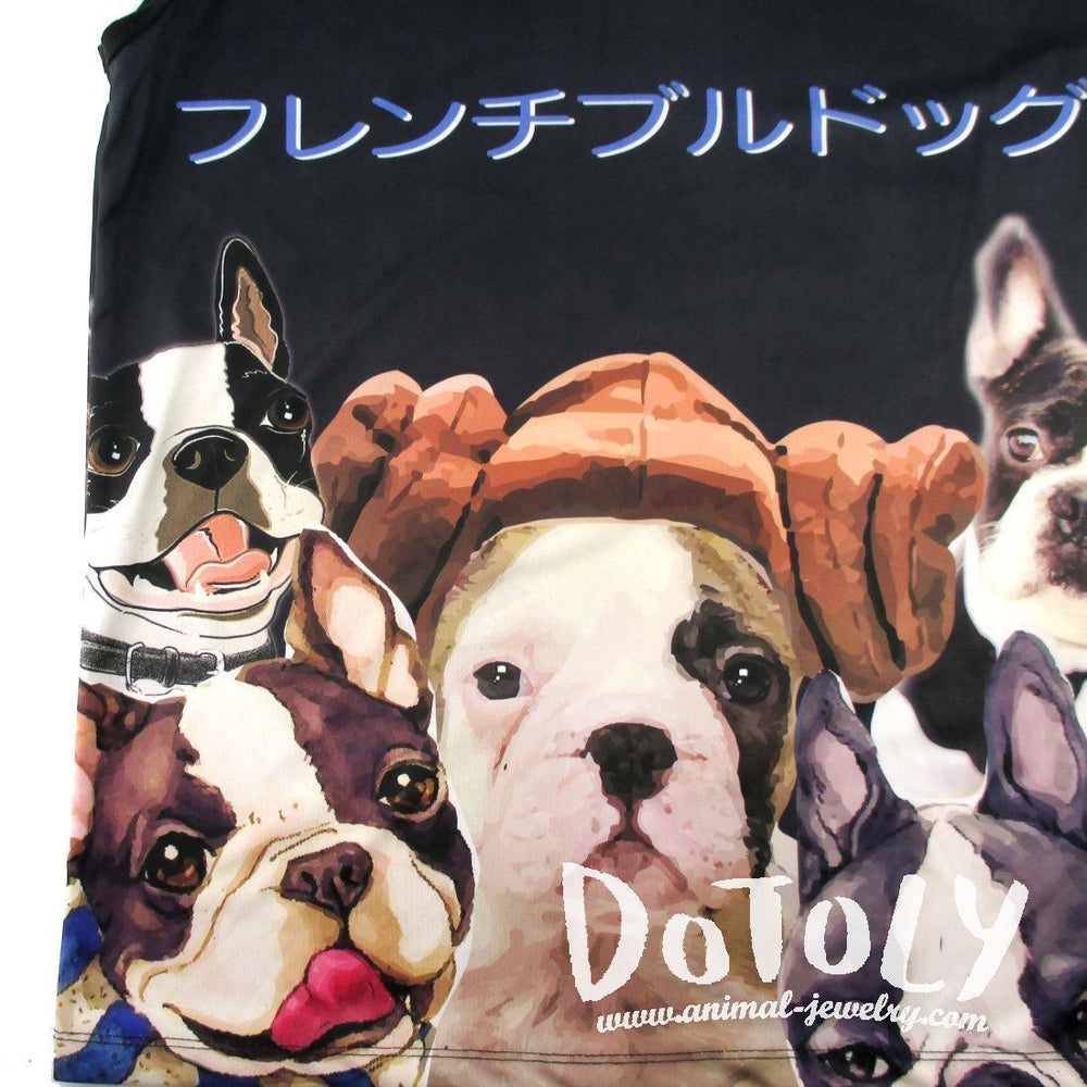 Adorable French Bulldog Photo Graphic Print Oversized Unisex Tank Top | DOTOLY
