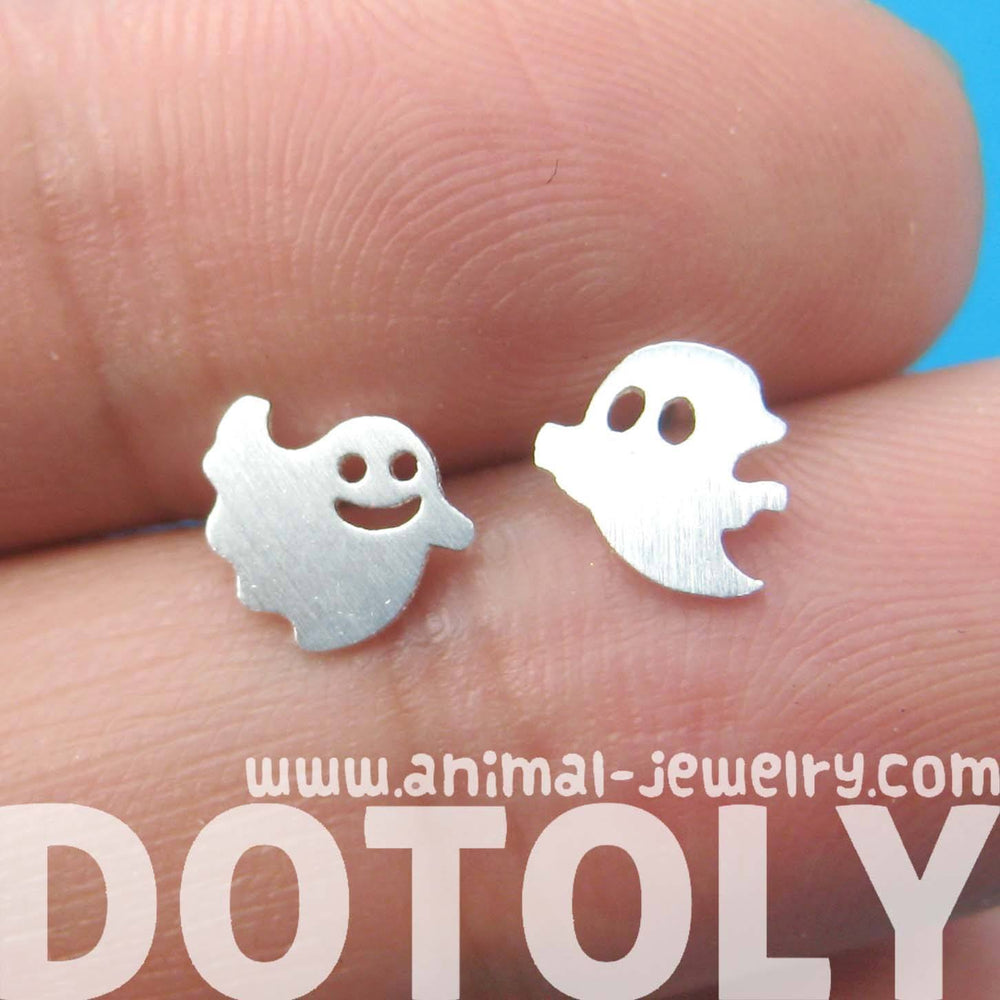 Adorable Ghost Shaped Stud Earrings in Silver | Allergy Free | DOTOLY