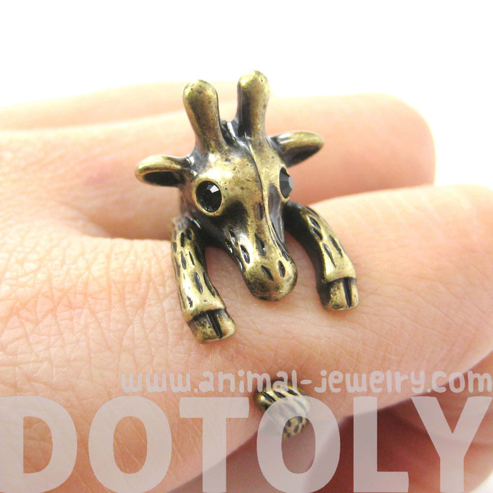 Adorable Giraffe Shaped Animal Wrap Ring in Brass | US Sizes 7 to 9 | DOTOLY