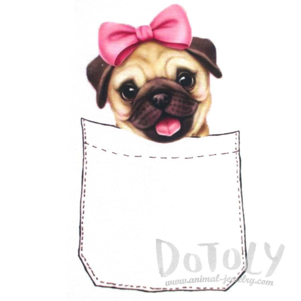 Adorable Girl Pug Puppy in Your Pocket Graphic Print T-Shirt | DOTOLY | DOTOLY