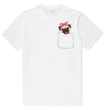 Adorable Girl Pug Puppy in Your Pocket Graphic Print T-Shirt | DOTOLY | DOTOLY