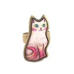 Adorable Illustrated Kitty Cat Adjustable Ring in White with Pink Tail | DOTOLY | DOTOLY