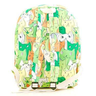 Adorable Kitty Cat All Over Print Gym Rucksack Backpack in Green or Grey | DOTOLY