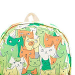 Adorable Kitty Cat All Over Print Gym Rucksack Backpack in Green or Grey | DOTOLY
