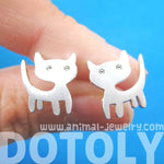 Adorable Kitty Cat Animal Stud Earrings in Silver | ALLERGY FREE | DOTOLY