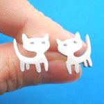 Adorable Kitty Cat Animal Stud Earrings in Silver | ALLERGY FREE | DOTOLY