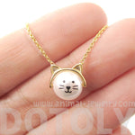 Adorable Kitty Cat Face Shaped Pearl Pendant Necklace in Gold | DOTOLY | DOTOLY