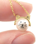 Adorable Kitty Cat Face Shaped Pearl Pendant Necklace in Gold | DOTOLY | DOTOLY