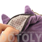 Adorable Kitty Cat Face Shaped Soft Fabric Zipper Coin Purse Make Up Bag with Green Eyes | DOTOLY