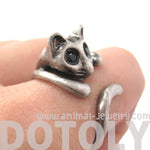 Adorable Kitty Cat Shaped Animal Wrap Ring in Silver | US Sizes 7 to 9 | DOTOLY