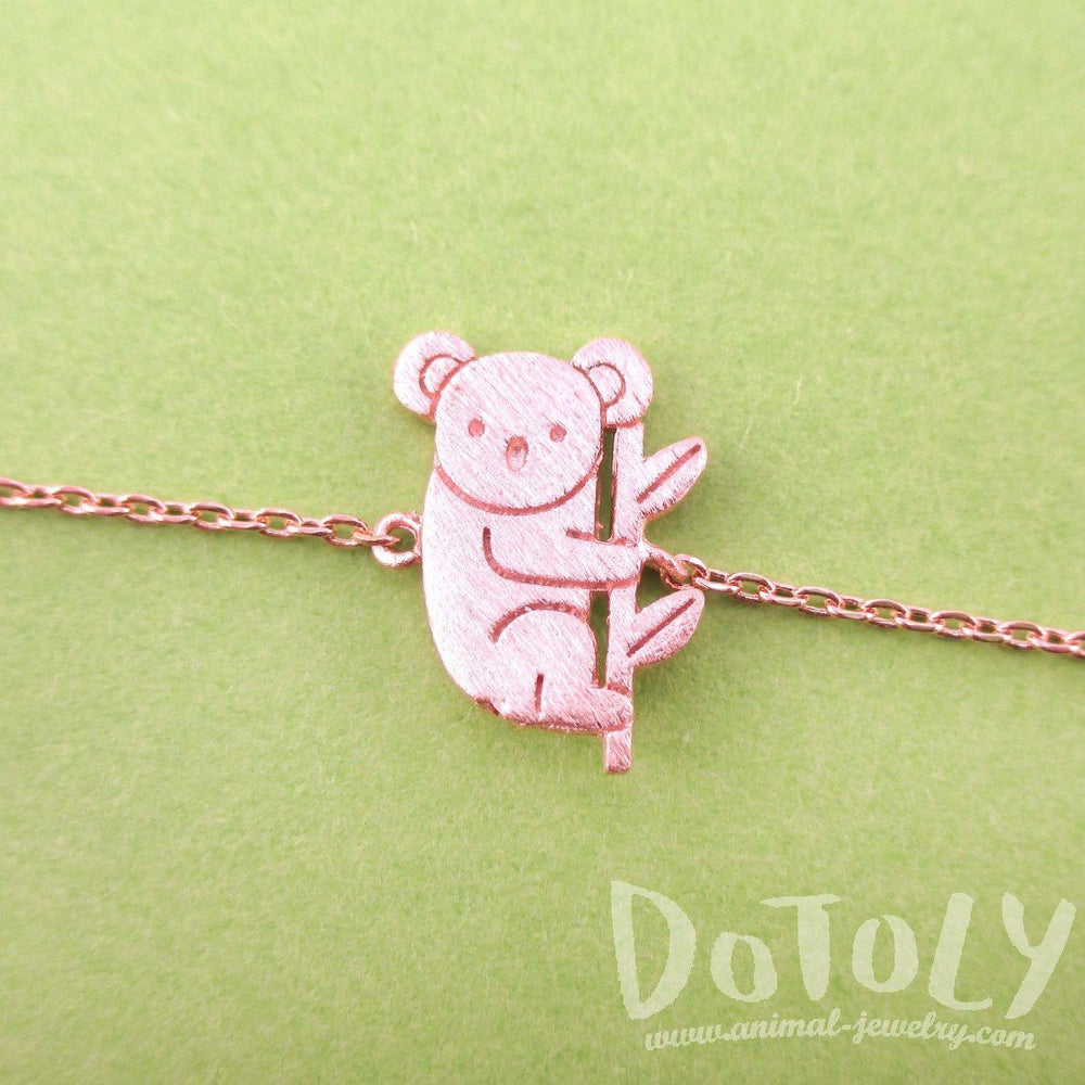 Adorable Koala Bear Shaped Silhouette Charm Bracelet in Rose Gold | Animal Jewelry | DOTOLY