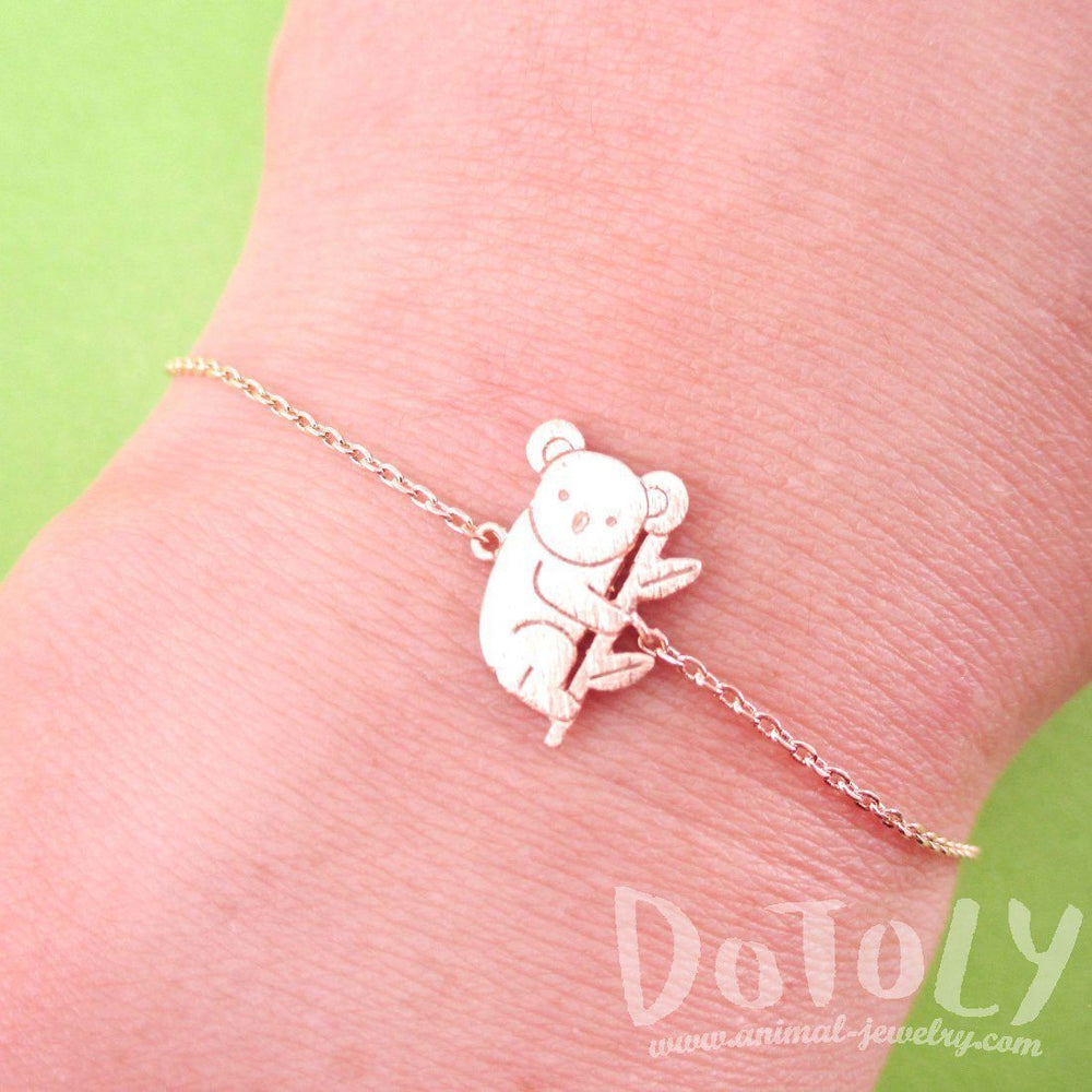 Adorable Koala Bear Shaped Silhouette Charm Bracelet in Rose Gold | Animal Jewelry | DOTOLY