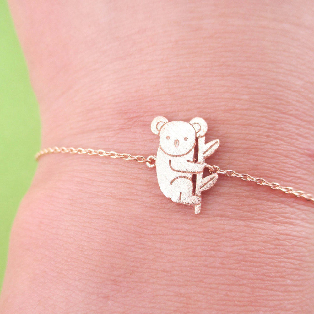 Adorable Koala Bear Shaped Silhouette Charm Bracelet in Rose Gold | Animal Jewelry | DOTOLY