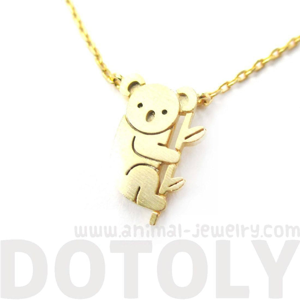 Adorable Koala Bear Shaped Silhouette Charm Necklace in Gold | Animal Jewelry | DOTOLY