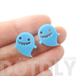 Adorable Laser Cut Acrylic Ghost Shaped Statement Stud Earrings in Blue | DOTOLY