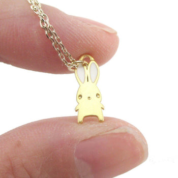Adorable Little Cartoon Bunny Rabbit Shaped Necklace in Gold | DOTOLY