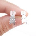 Adorable Little Cartoon Bunny Rabbit Shaped Stud Earrings in Silver | DOTOLY | DOTOLY