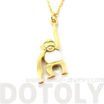 Adorable Monkey Chimpanzee Animal Themed Pendant Necklace in Gold | DOTOLY | DOTOLY
