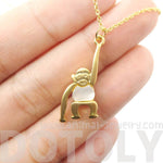Adorable Monkey Chimpanzee Animal Themed Pendant Necklace in Gold | DOTOLY | DOTOLY
