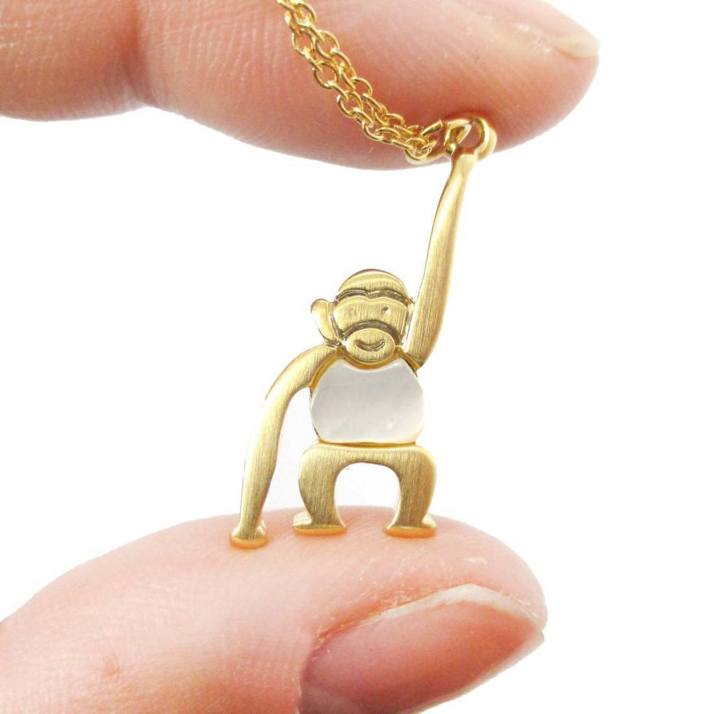 Monkey Chimpanzee Animal Themed Charm Necklace in Gold – DOTOLY