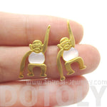 Adorable Monkey Chimpanzee Animal Themed Stud Earrings in Gold | DOTOLY | DOTOLY