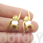 Adorable Monkey Chimpanzee Animal Themed Stud Earrings in Gold | DOTOLY | DOTOLY