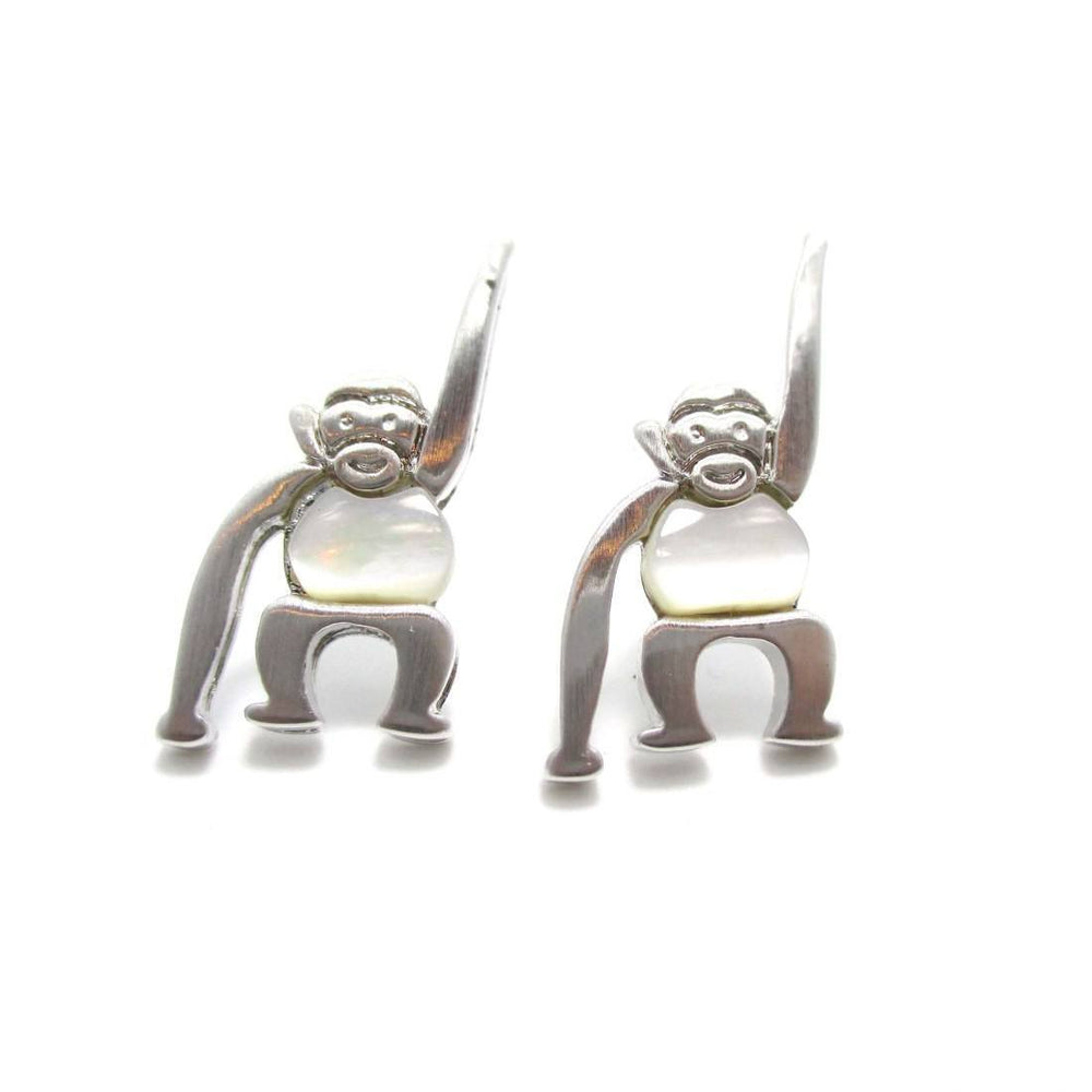 Adorable Monkey Chimpanzee Animal Themed Stud Earrings in Silver | DOTOLY | DOTOLY