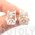 Adorable Owl Bird Face Shaped Stud Earrings in Silver | Animal Jewelry | DOTOLY