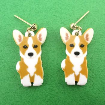 Adorable Pembroke Welsh Corgi Puppy Shaped Stud Drop Earrings for Dog Lovers