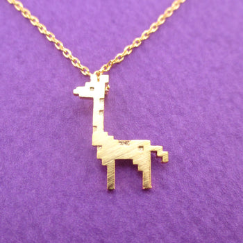 Adorable Pixel Baby Giraffe Shaped Pendant Necklace in Gold | DOTOLY