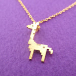 Adorable Pixel Baby Giraffe Shaped Pendant Necklace in Gold | DOTOLY