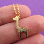 Adorable Pixel Baby Giraffe Shaped Pendant Necklace in Gold | DOTOLY