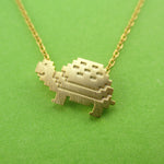 Adorable Pixel Turtle Tortoise Shaped Pendant Necklace in Gold | DOTOLY
