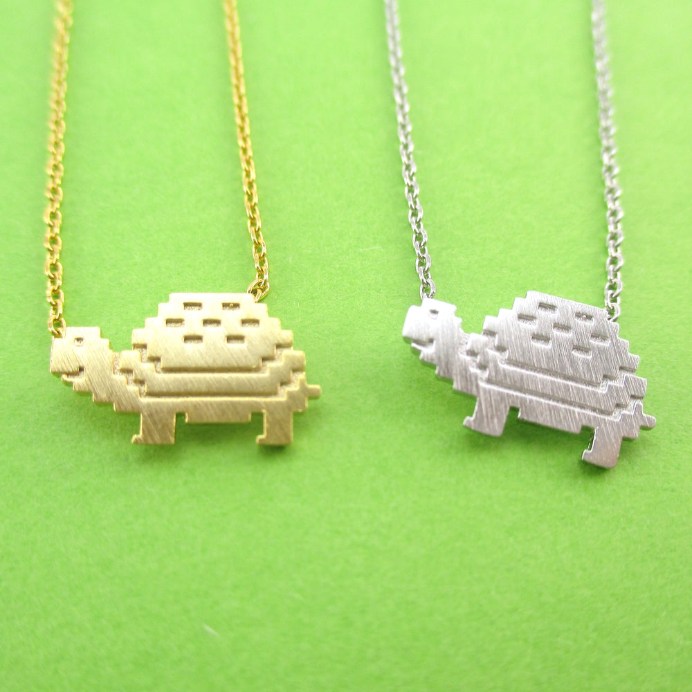 Adorable Pixel Turtle Tortoise Shaped Pendant Necklace | DOTOLY