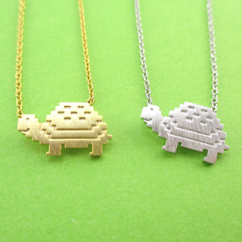 Adorable Pixel Turtle Tortoise Shaped Pendant Necklace | DOTOLY