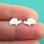Adorable Pixel Turtle Tortoise Shaped Stud Earrings in Silver | DOTOLY