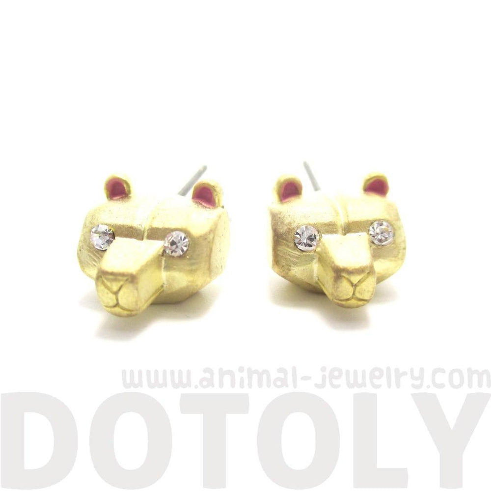 Adorable Polar Bear Face Shaped Animal Themed Stud Earrings in Gold | DOTOLY