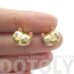 Adorable Polar Bear Face Shaped Animal Themed Stud Earrings in Gold | DOTOLY