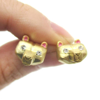 Adorable Polar Bear Face Shaped Animal Themed Stud Earrings in Gold | DOTOLY