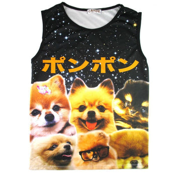 Adorable Pomeranian Photo Graphic Print Oversized Unisex Tank Top | DOTOLY