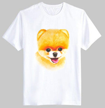 Adorable Pomeranian Puppy Face Graphic Print T-Shirt in White | DOTOLY | DOTOLY