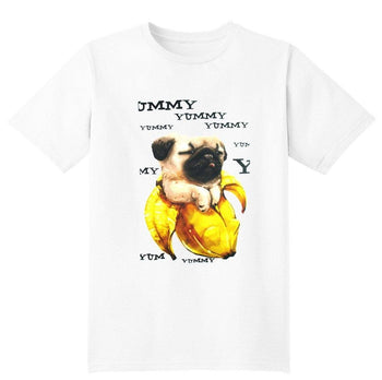 Adorable Pug In a Banana Illustrated Graphic Print T-Shirt | DOTOLY | DOTOLY
