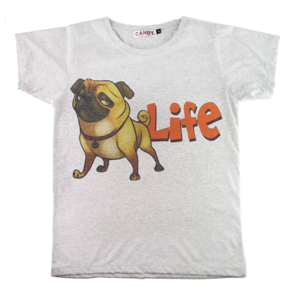 Adorable Pug Life Illustrated Graphic Print T-Shirt | DOTOLY | DOTOLY