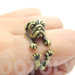 Adorable Pug Puppy Dog Shaped Animal Wrap Around Ring in Brass | Sizes 6 to 9 | DOTOLY