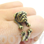 Adorable Pug Puppy Dog Shaped Animal Wrap Around Ring in Brass | Sizes 6 to 9 | DOTOLY