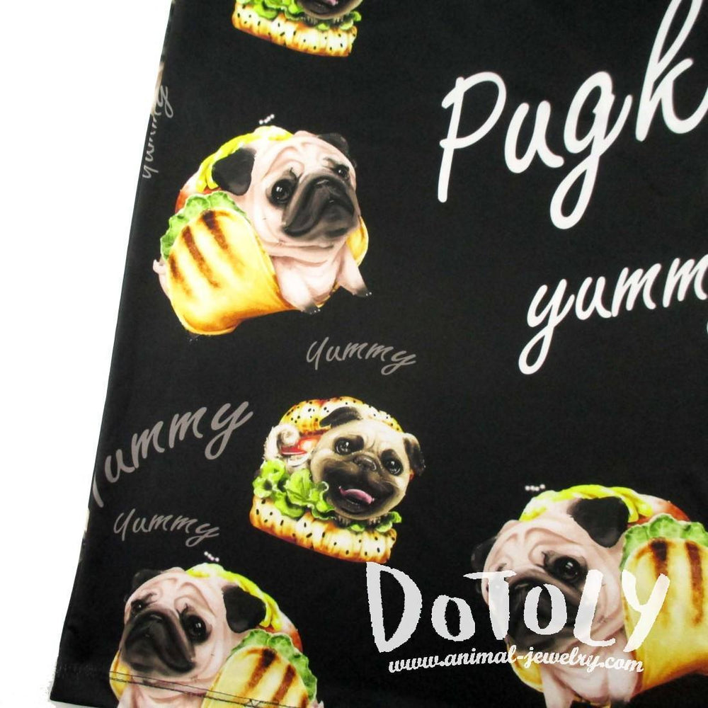 Adorable Pug Taco Graphic Print Oversized Unisex Tank Top in Black | DOTOLY