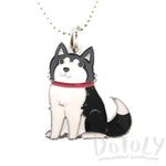 Adorable Puppy Dog Shaped Animal Pendant Necklace in Black and White | DOTOLY