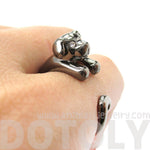 Adorable Puppy Dog Shaped Animal Wrap Around Ring in Gunmetal Silver | US Sizes 4 to 9 | DOTOLY
