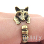 Cute Raccoon Wrapped Around Your Finger Shaped Animal Ring in Brass